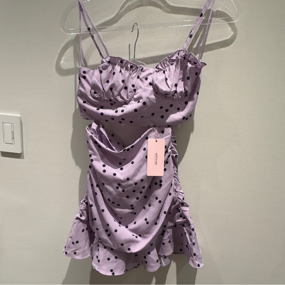 Katch Me Dresses & Skirts - NWT- Katch Me Purple / Black Polka Dot Skirt Set Size Small